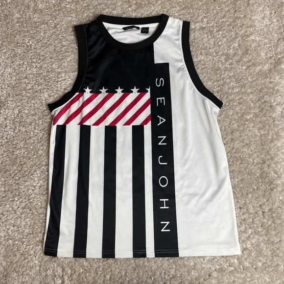 Sean John MCM Tank Top Mens Size L American Flag Sleeveless Athletic Colorblock - Picture 1 of 4